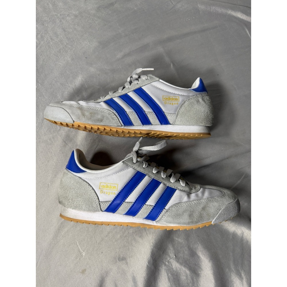 Adidas Dragon Mens Grey Blue Suede Mesh Retro Running Sneakers Size 9